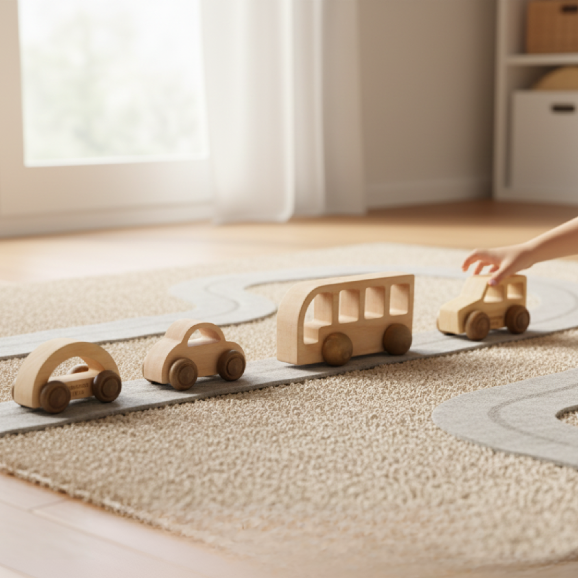 Wooden Bus & Car Set