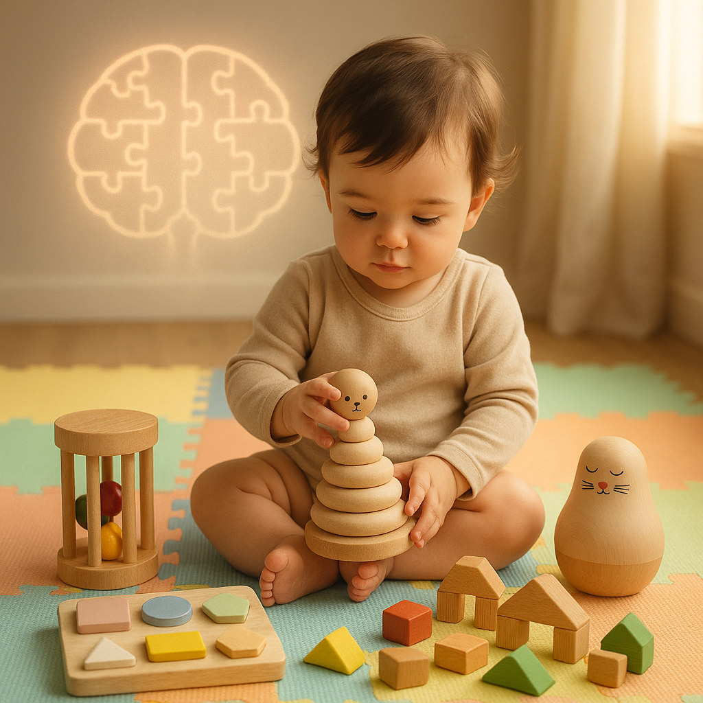 How do toys stimulate cognitive development?