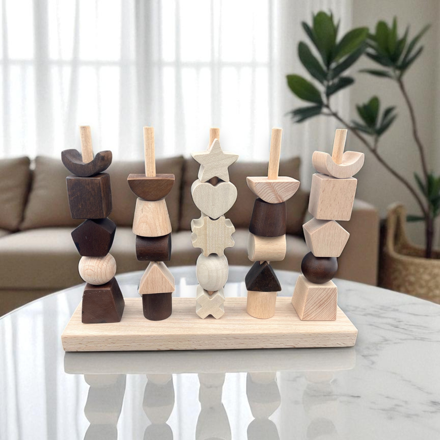 Wooden Stacking & Thread Toy With Different Shapes - COMING SOON