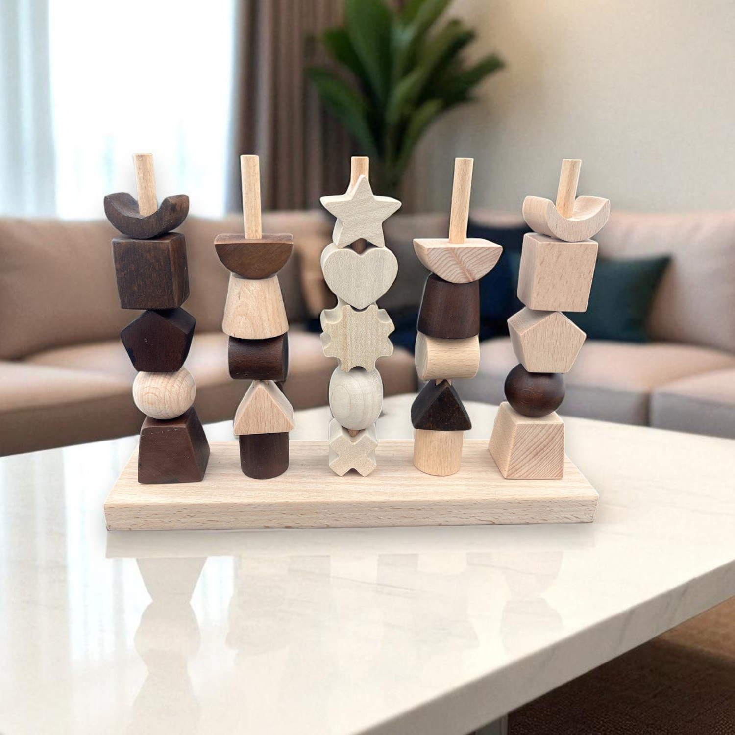 Wooden Stacking & Thread Toy With Different Shapes - COMING SOON