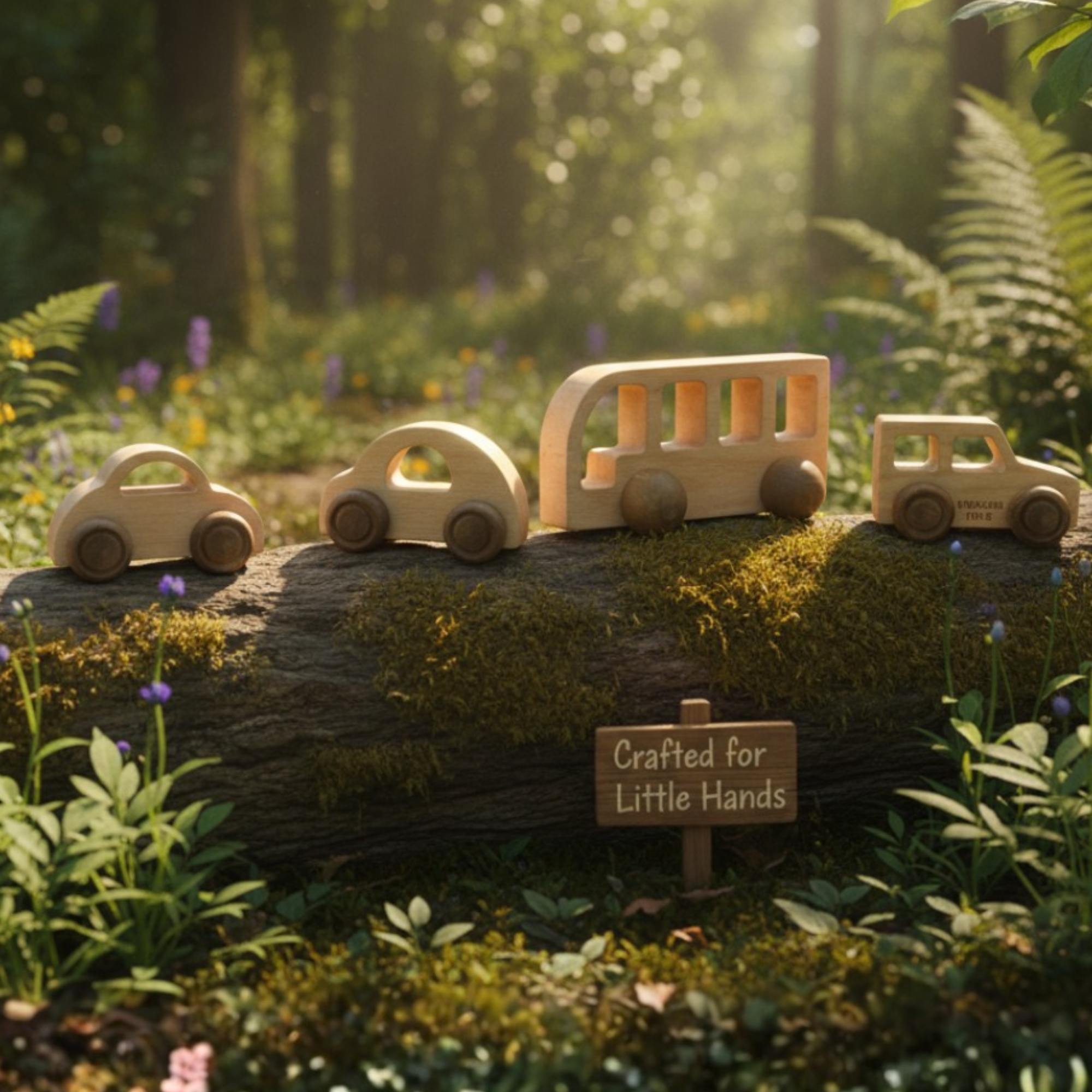 Wooden Bus & Car Set